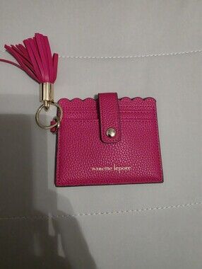 Nanette Lepore Pink Card Case with Tassel Key Ring